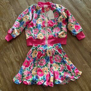 Mila & Rose Pink Floral Jacket & Skort Set